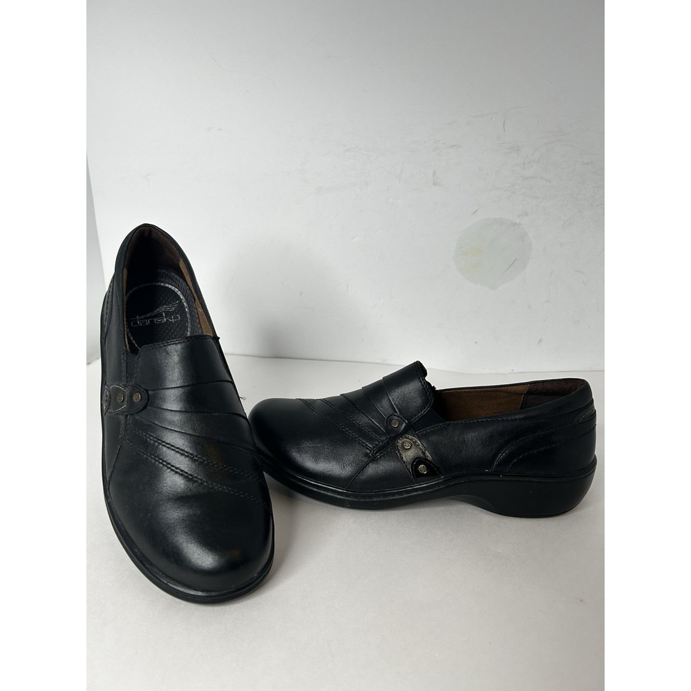 Aravon Shoes‎ Womens 10B Danielle Black Leather Comfort Slip On Loafer Flat
